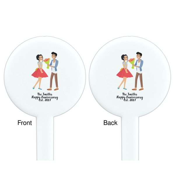 Happy Anniversary White Plastic 7" Stir Stick - Double Sided - Round - Front & Back