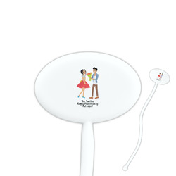 Happy Anniversary 7" Oval Plastic Stir Sticks - White - Double Sided (Personalized)