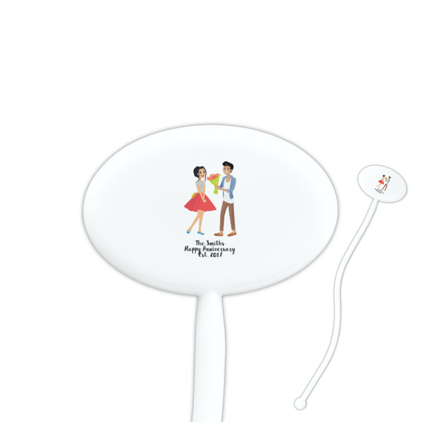 Custom Happy Anniversary Oval Plastic Stir Sticks (Personalized)