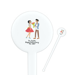 Happy Anniversary 7" Round Plastic Stir Sticks - White - Double Sided (Personalized)