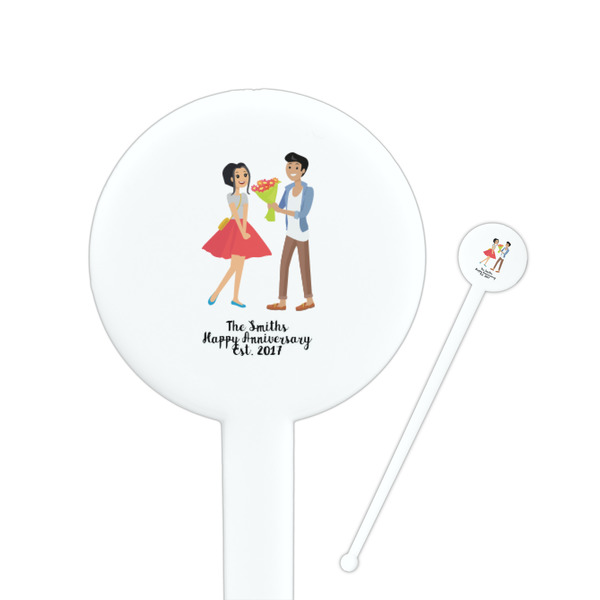 Custom Happy Anniversary Round Plastic Stir Sticks (Personalized)