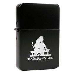 Happy Anniversary Windproof Lighter - Black - Single Sided & Lid Engraved (Personalized)