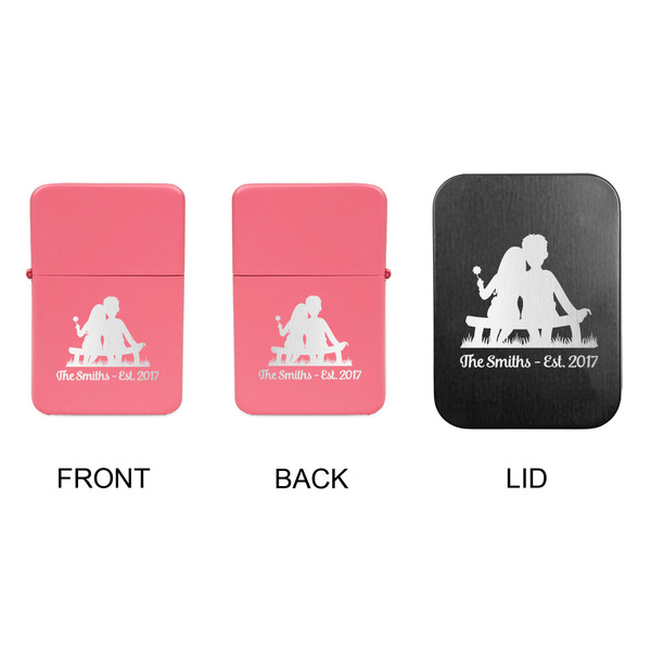 Happy Anniversary Windproof Lighters - Pink, Double Sided, w Lid - APPROVAL