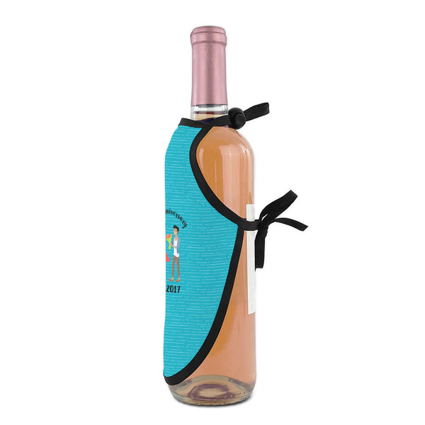 Happy Anniversary Wine Bottle Apron - DETAIL WITH CLIP ON NECK