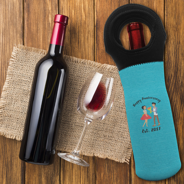 Happy Anniversary Wine Tote Bag - FLATLAY