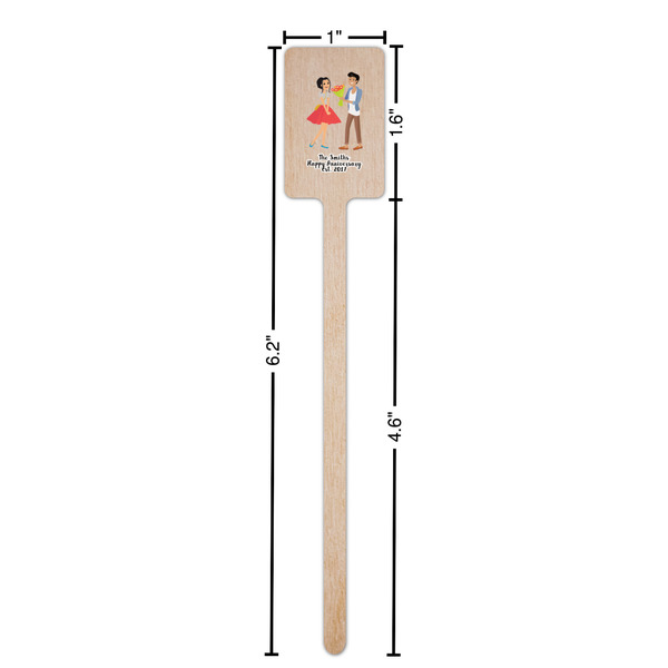 Happy Anniversary Wooden 6.25" Stir Stick - Rectangular - Dimensions