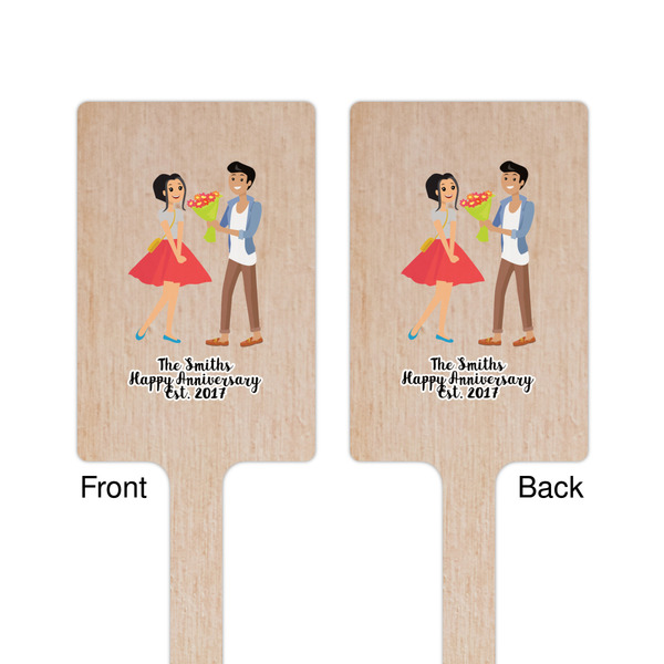 Happy Anniversary Wooden 6.25" Stir Stick - Rectangular - Double Sided - Front & Back