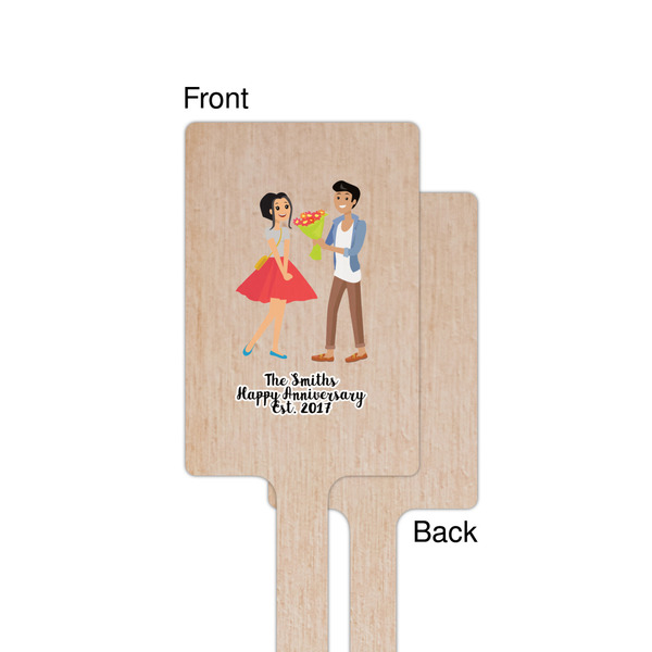 Happy Anniversary Wooden 6.25" Stir Stick - Rectangular - Single - Front & Back
