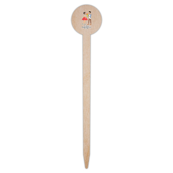 Happy Anniversary Wooden 6" Food Pick - Round - Single Pick