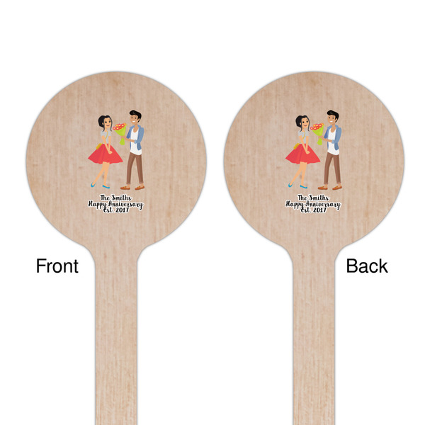 Happy Anniversary Wooden 6" Stir Stick - Round - Double Sided - Front & Back