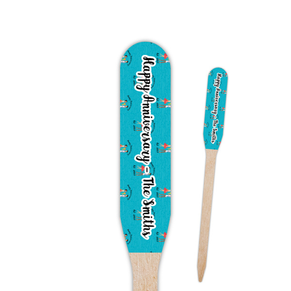 Custom Happy Anniversary Paddle Wooden Food Picks - Single Sided (Personalized)