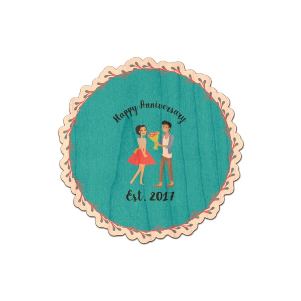 Custom Happy Anniversary Genuine Maple or Cherry Wood Sticker (Personalized)