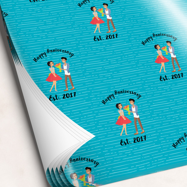Custom Happy Anniversary Wrapping Paper Sheets (Personalized)