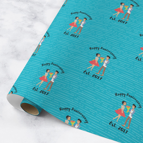 Custom Happy Anniversary Wrapping Paper Roll - Medium - Matte (Personalized)