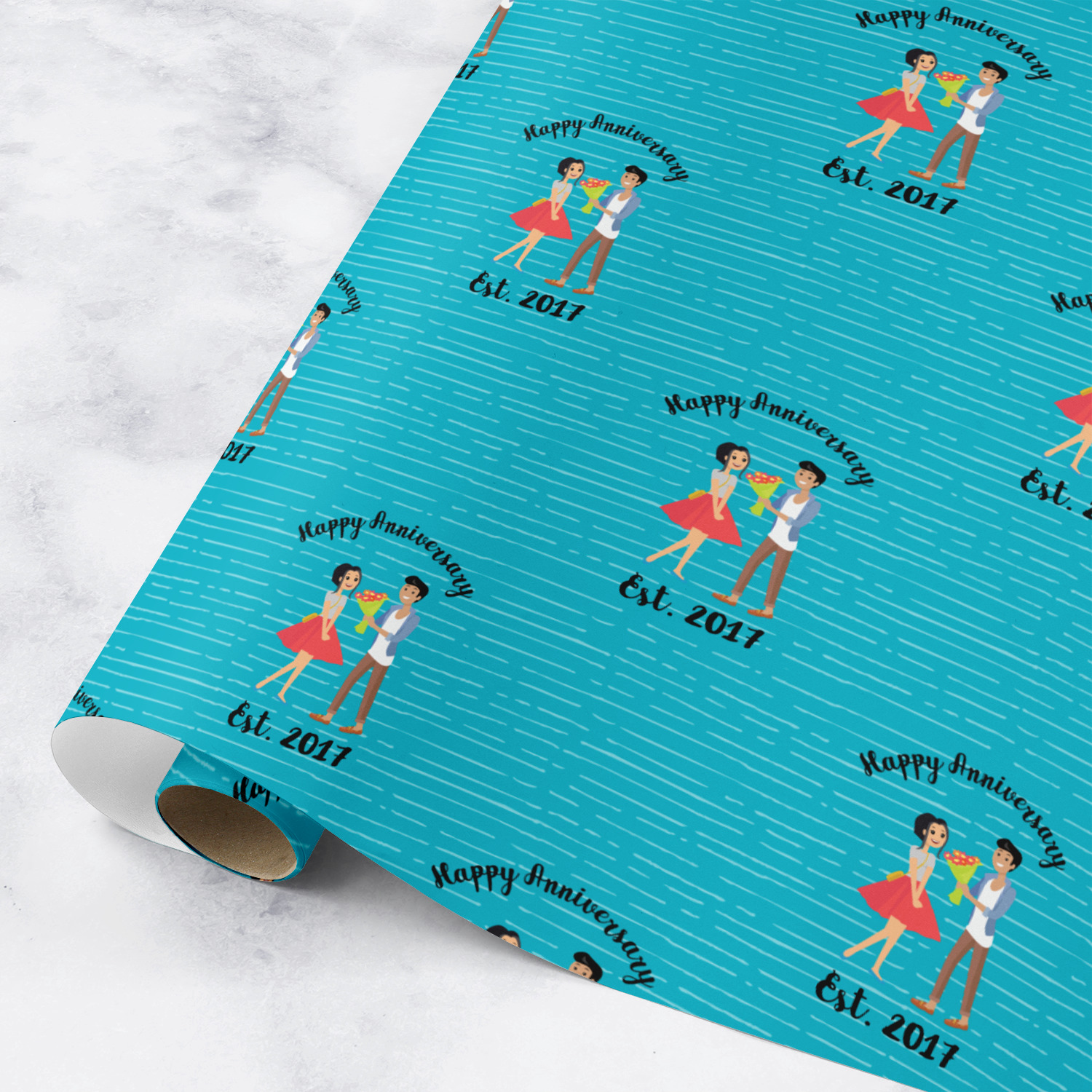 Happy Anniversary Wrapping Paper Roll Small (Personalized