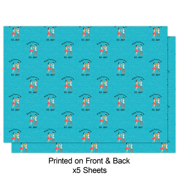 Happy Anniversary Wrapping Paper Sheet - Double Sided - Front