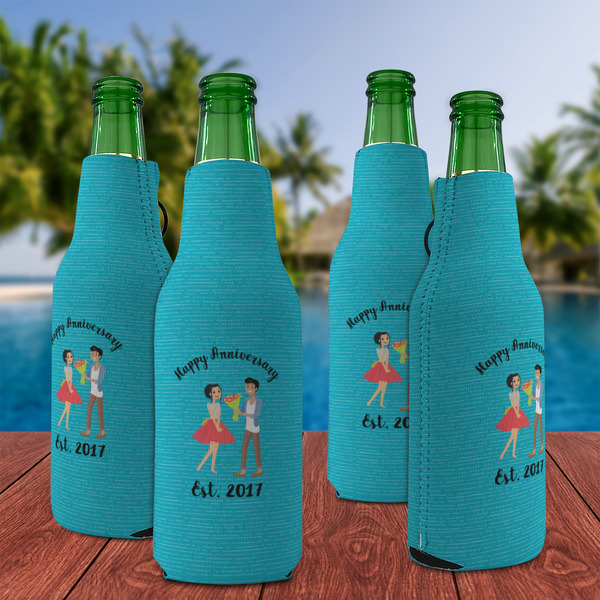 Happy Anniversary Zipper Bottle Cooler - Set of 4 - LIFESTYLE