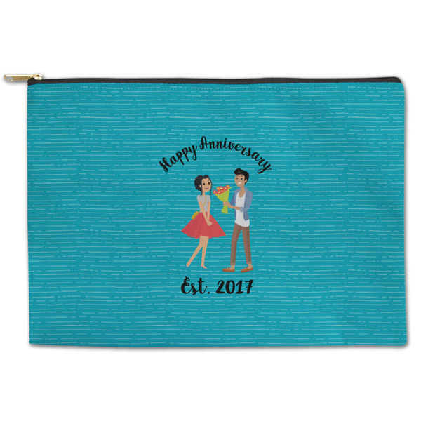 Custom Happy Anniversary Zipper Pouch - Large - 12.5"x8.5" (Personalized)