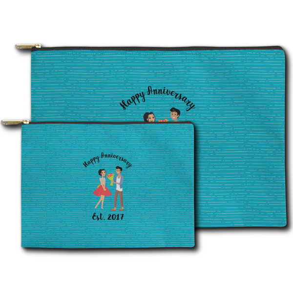 Happy Anniversary Zippered Pouches - Size Comparison