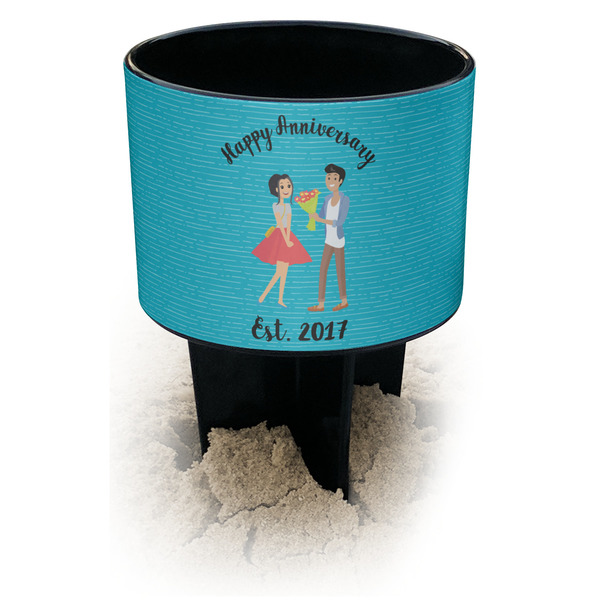 Custom Happy Anniversary Black Beach Spiker Drink Holder (Personalized)