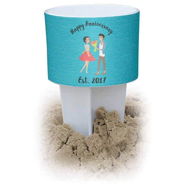 Custom Happy Anniversary White Beach Spiker Drink Holder (Personalized)