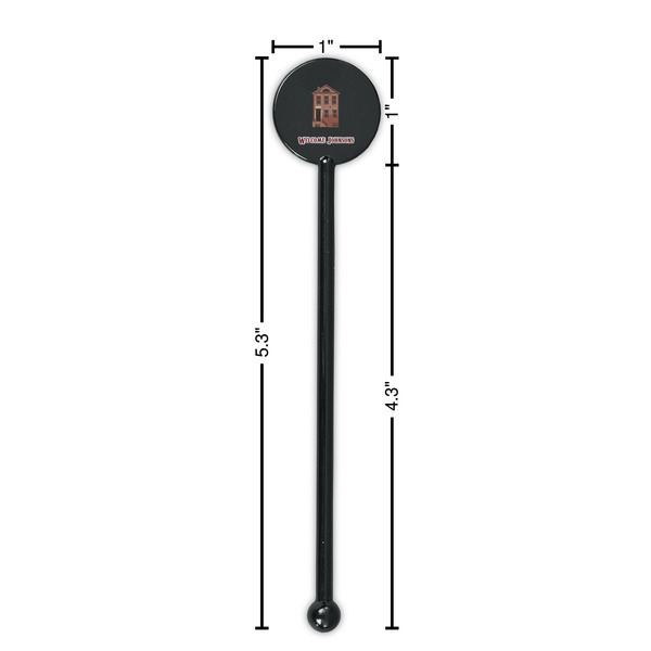 Housewarming Black Plastic 5.5" Stir Stick - Round - Dimensions