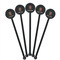 Housewarming Black Plastic 5.5" Stir Stick - Round - Fan View