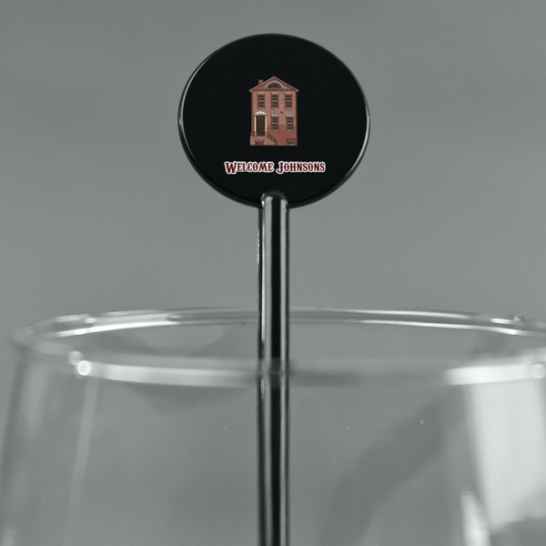 Housewarming Black Plastic 5.5" Stir Stick - Round - Main
