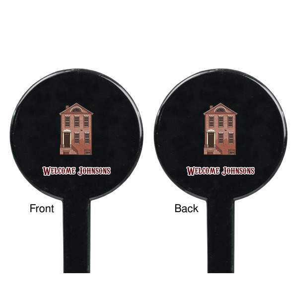 Housewarming Black Plastic 7" Stir Stick - Double Sided - Round - Front & Back