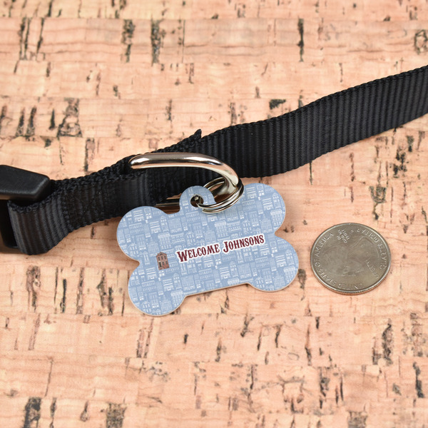 Housewarming Bone Shaped Dog ID Tag - Large - In Context