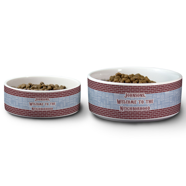 Housewarming Ceramic Dog Bowls - Size Comparison