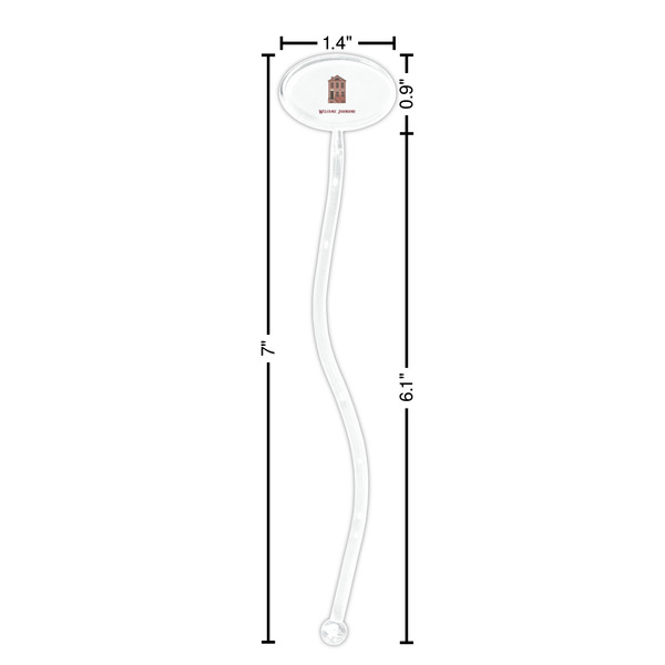 Housewarming Clear Plastic 7" Stir Stick - Oval - Dimensions