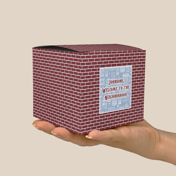 Housewarming Cube Favor Gift Box - On Hand - Scale View