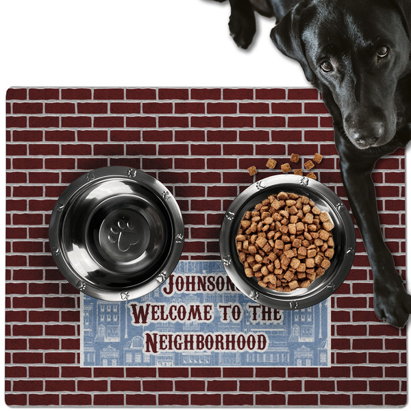 Custom Housewarming Dog Food Mat - Large w/ Name or Text