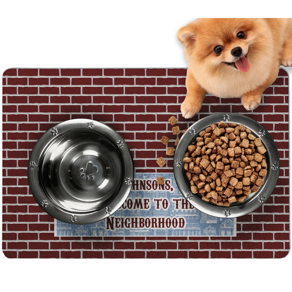 Custom Housewarming Dog Food Mat - Small w/ Name or Text