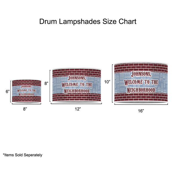 Housewarming Drum Lampshades - Sizing Chart