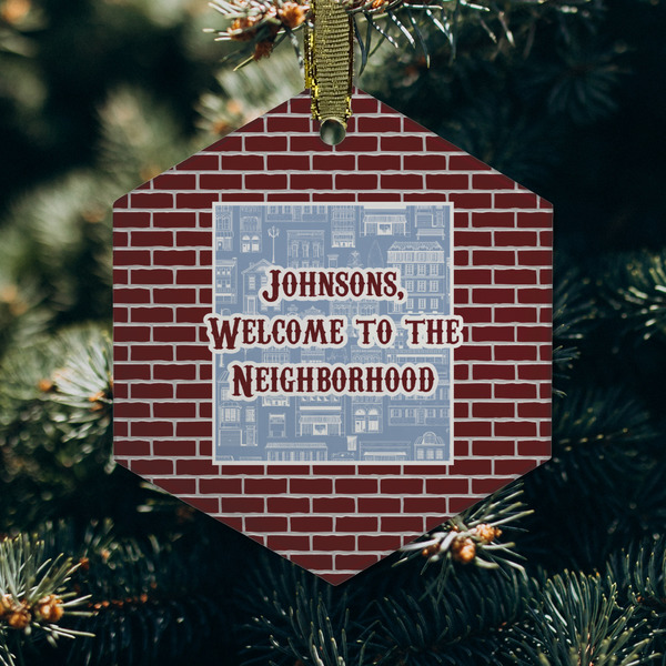 Housewarming Frosted Glass Ornament - Hexagon (Lifestyle)