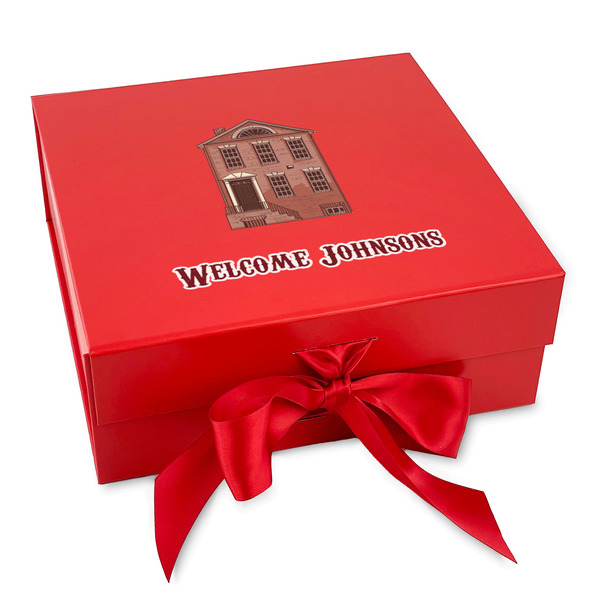 Custom Housewarming Gift Box with Magnetic Lid - Red (Personalized)