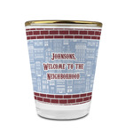 Housewarming Glass Shot Glass - 1.5 oz - with Gold Rim - Set of 4 (Personalized)