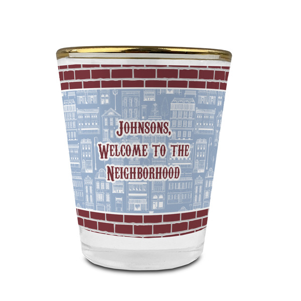 Housewarming Glass Shot Glass - With gold rim - FRONT