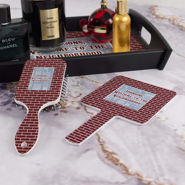 Housewarming Hair Brush and Hand Mirror - Bathroom Scene