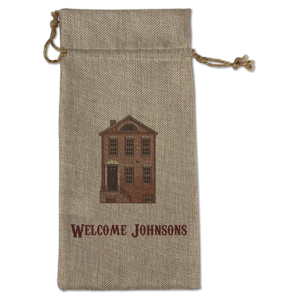 Custom Housewarming Large Burlap Gift Bag - Front (Personalized)