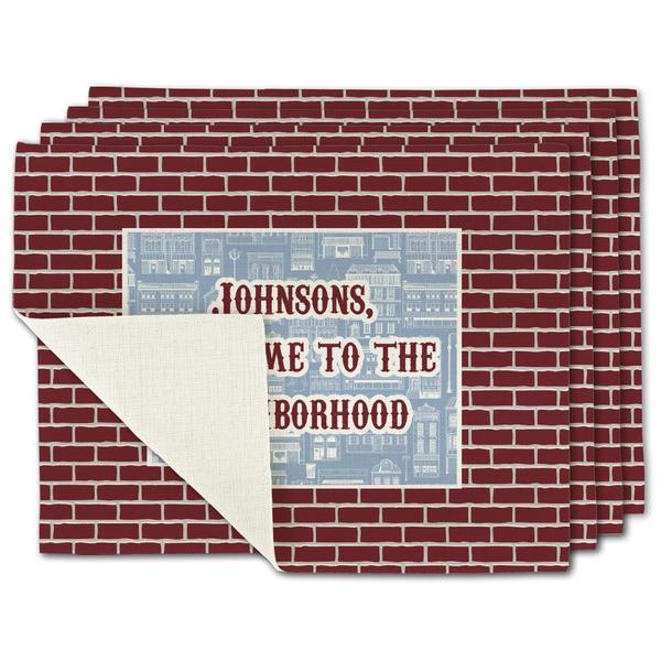 Custom Housewarming Single-Sided Linen Placemat - Set of 4 w/ Name or Text
