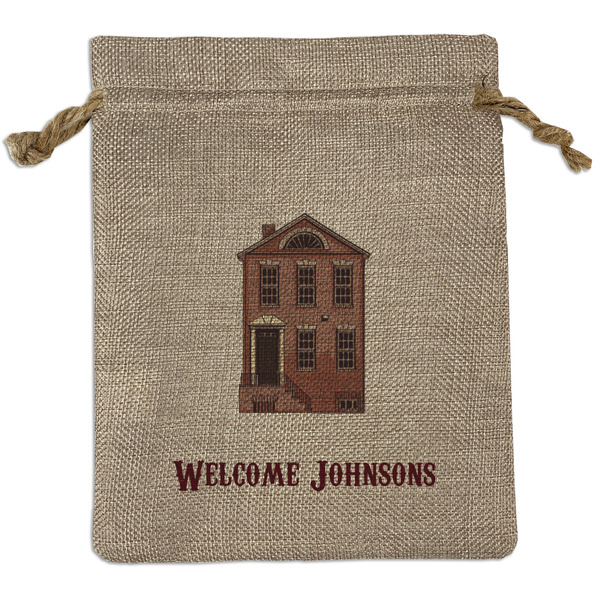Custom Housewarming Medium Burlap Gift Bag - Front (Personalized)