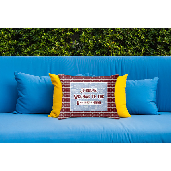 Housewarming Outdoor Throw Pillow  - LIFESTYLE (Rectangular - 20x14)