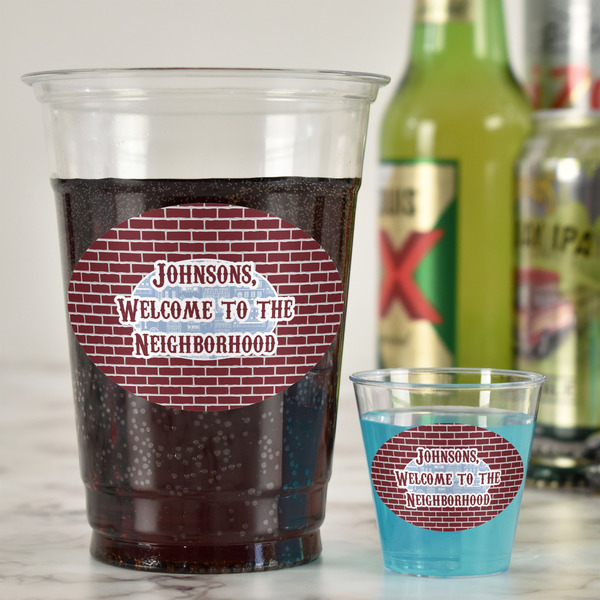 Housewarming Plastic Shot Glasses - In Context