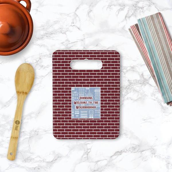 Housewarming Rectangle Trivet with Handle - LIFESTYLE