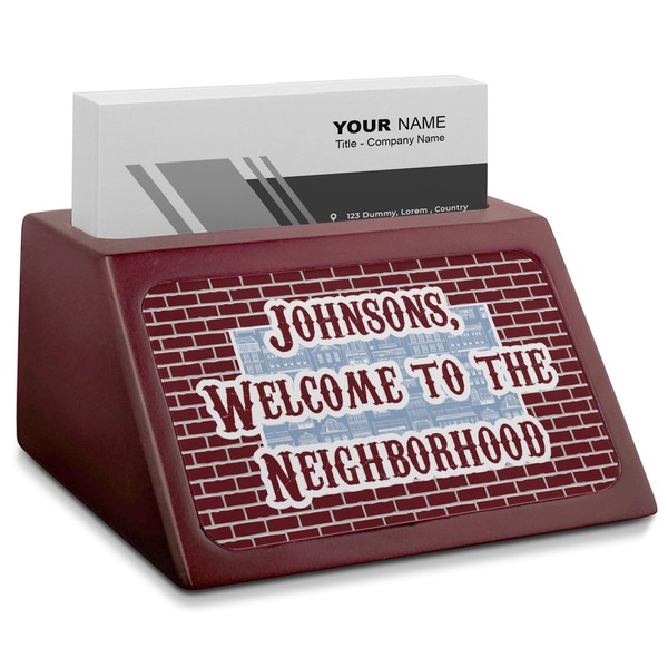 Custom Housewarming Red Mahogany Business Card Holder (Personalized)