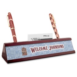 Housewarming Red Mahogany Nameplate with Business Card Holder (Personalized)