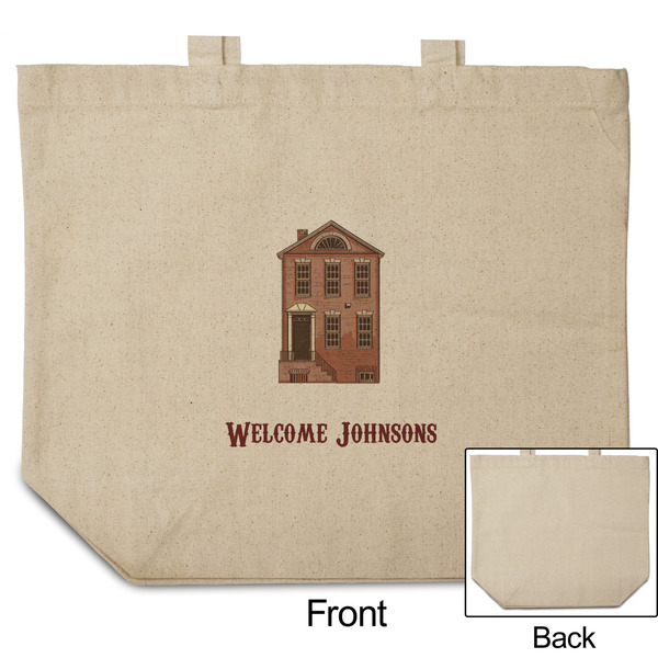Housewarming Reusable Cotton Grocery Bag - Front & Back View